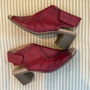Earth Womens Steph Moza Sandals Heels Sz 9 Red Leather Slingback Comfort Shoes